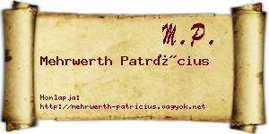 Mehrwerth Patrícius névjegykártya
